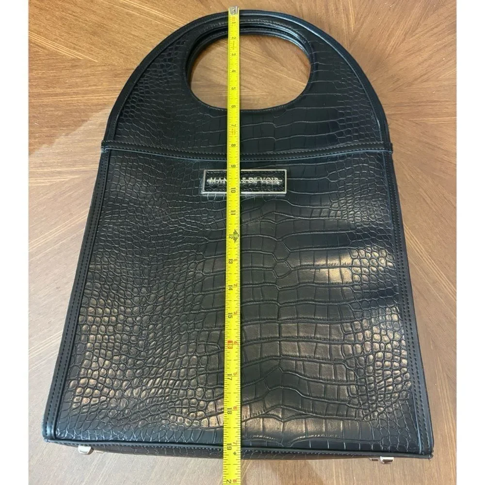 Rare Manière De Voir Vegan Leather  Black Crocodile Everything Purse